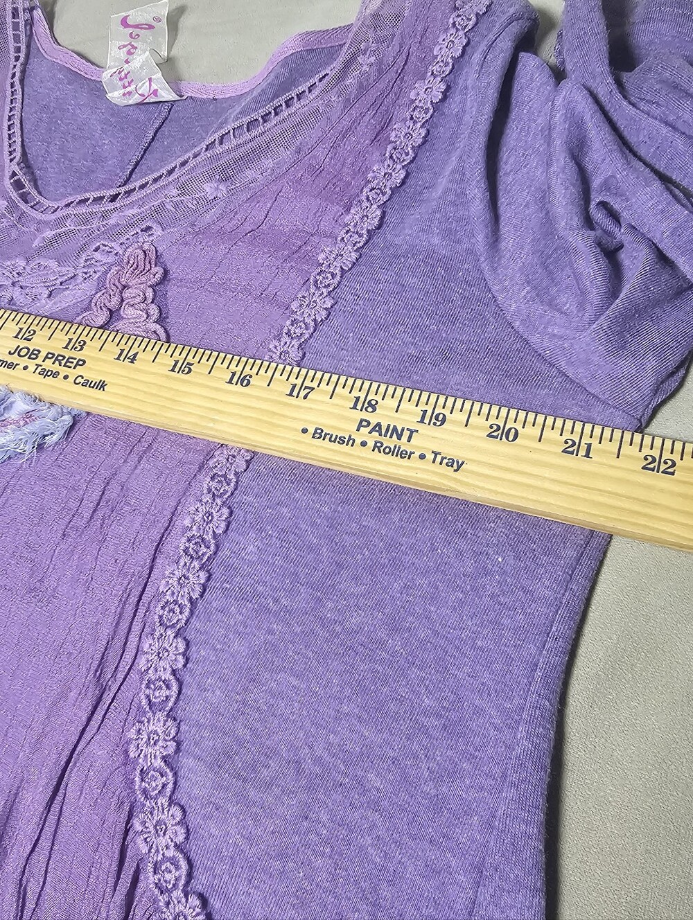 Pretty Angel Lavender Floral Appliqué Long Sleeve Tunic Whimisigoth Sz L Womens - Picture 11 of 11